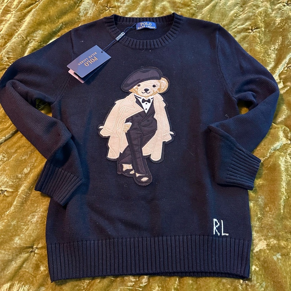 Polo by Ralph Lauren Women’s Bear Crewneck Sweater (Black)